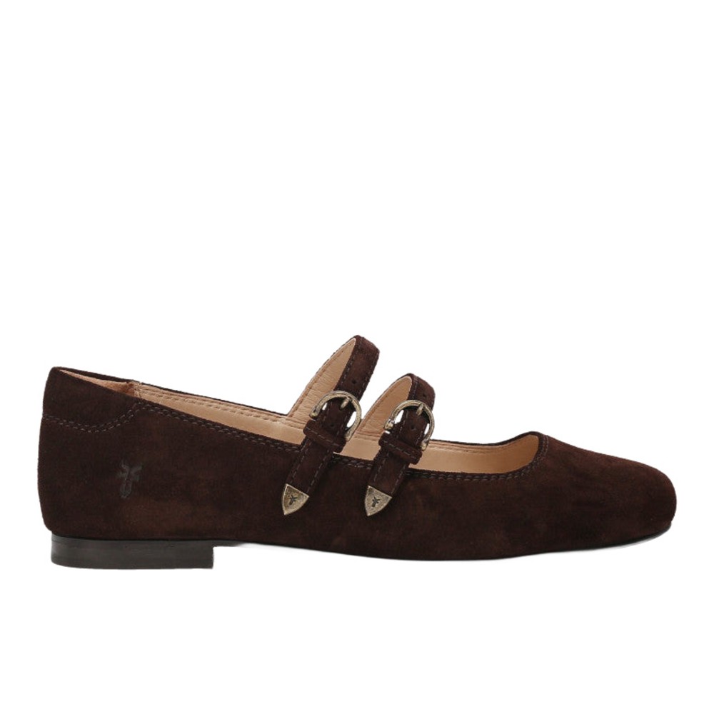 FRYE Carson Multi Mary Jane Flats in Chocolate - Size 6.5