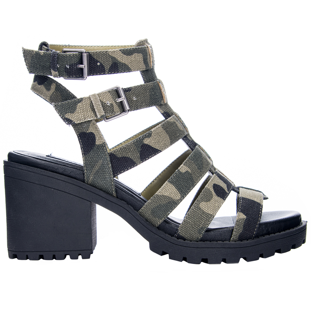 green gladiator heels