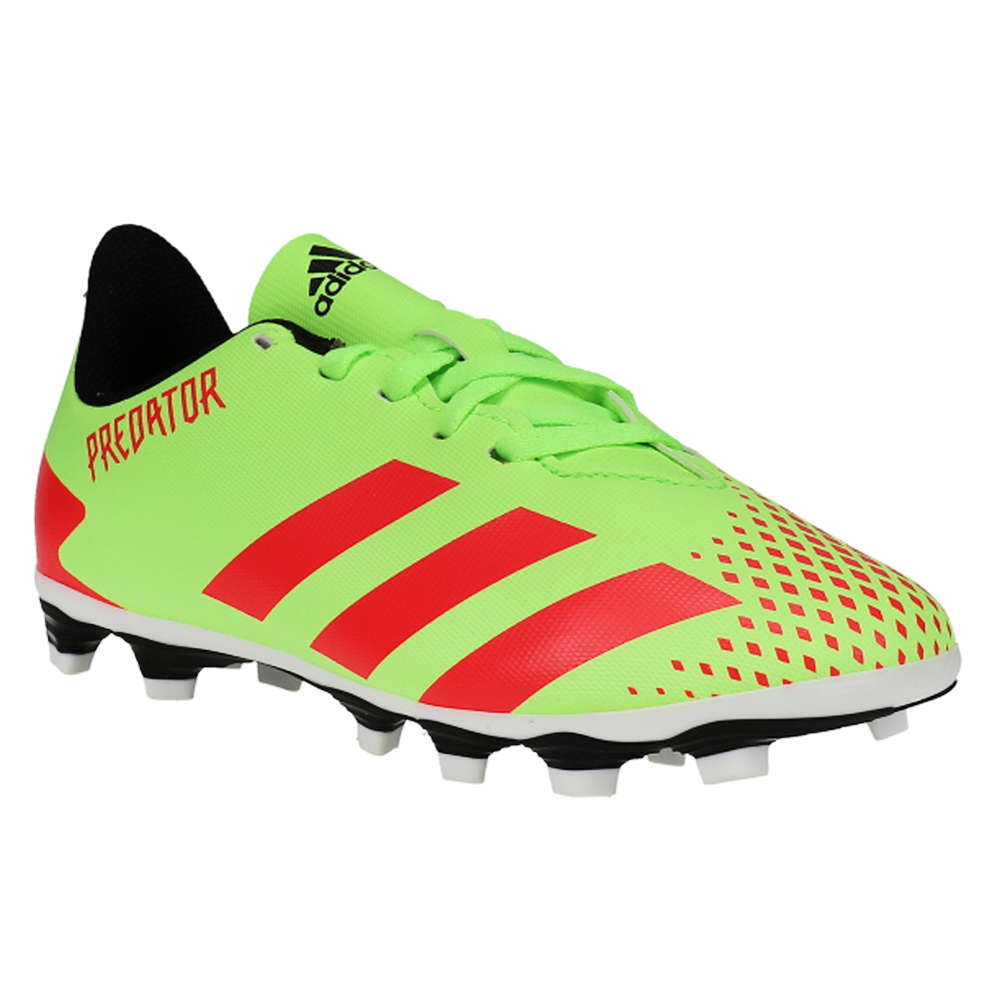 adidas Predator 20.4 Flexible Ground Soccer Cleats (Little Kid-Big Kid)  Green, Red Boys Lace Up Athletic