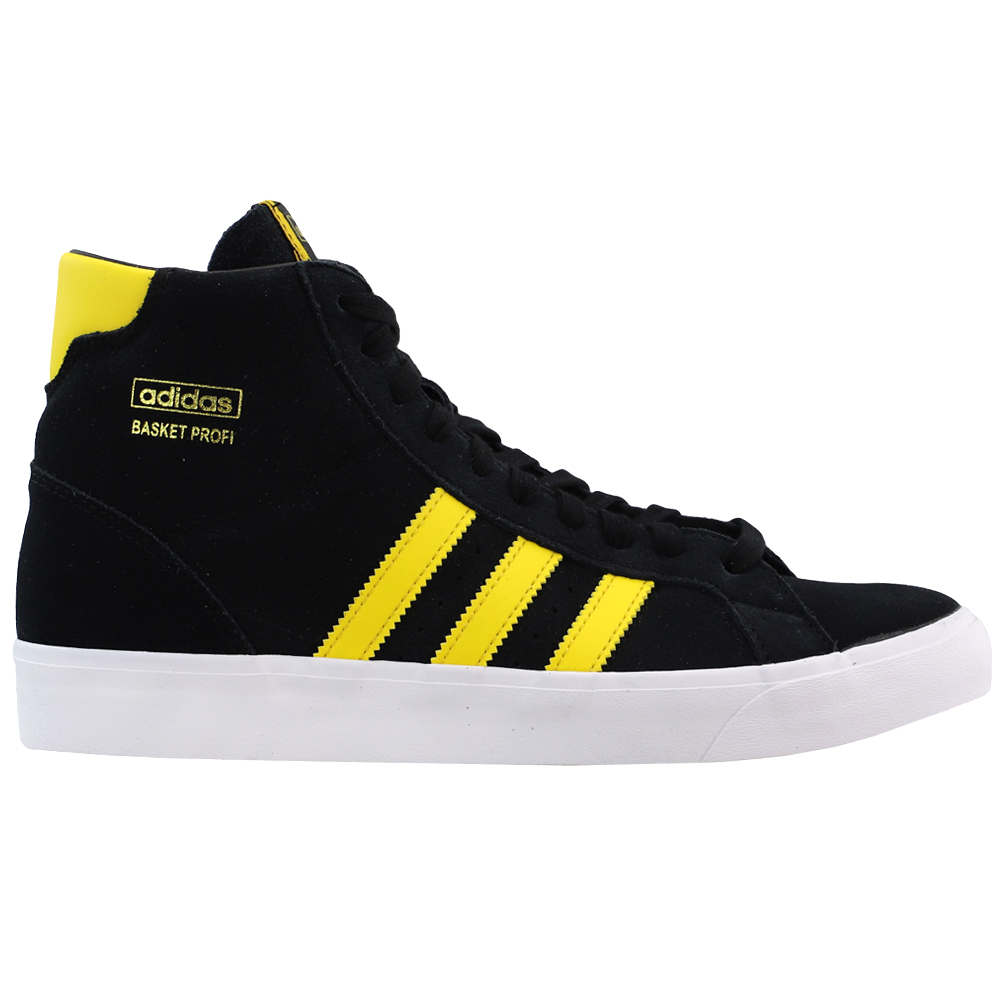 black and yellow adidas high tops