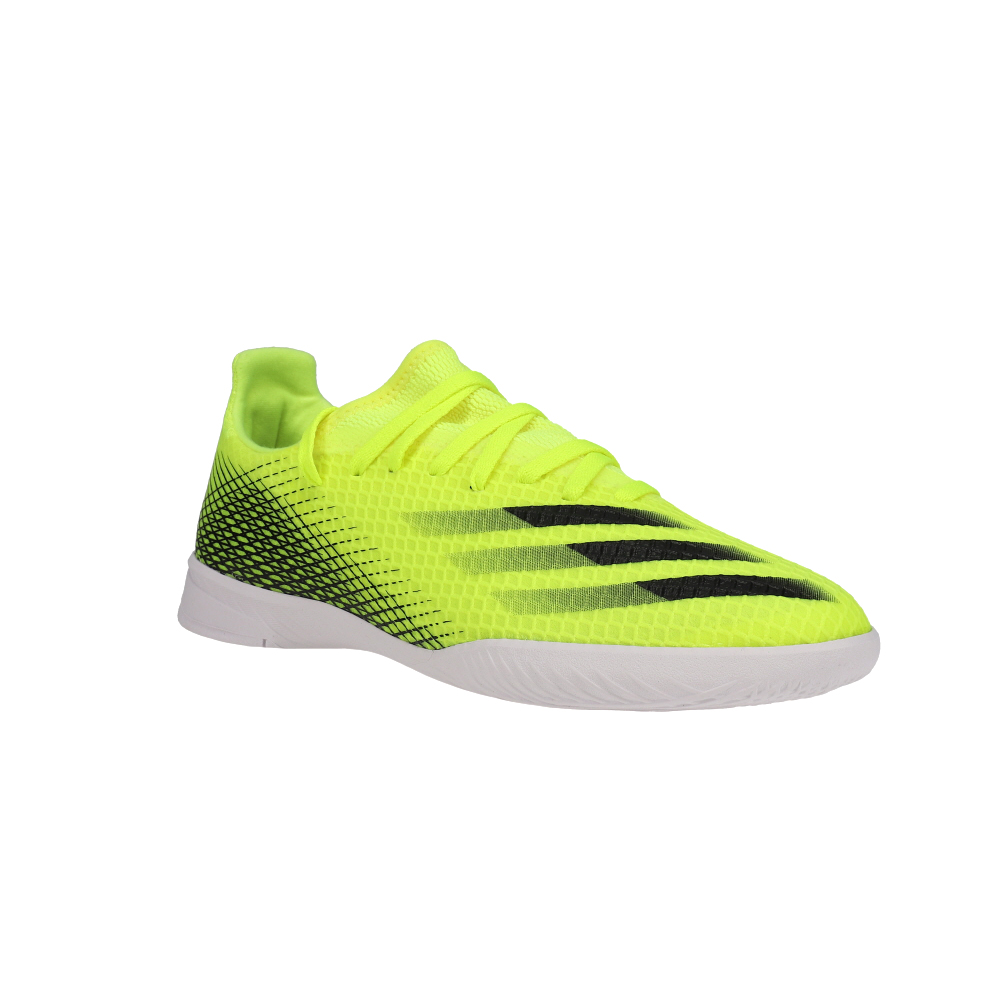 adidas X Ghosted.3 Indoor Soccer Shoes (Little Kid-Big Kid) Black, Yellow  Boys Lace Up Athletic