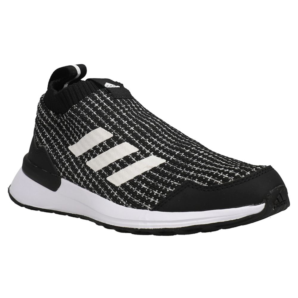 adidas RapidaRun Laceless Running Shoes (Big Kid) Black, White Boys Slip On  Athletic