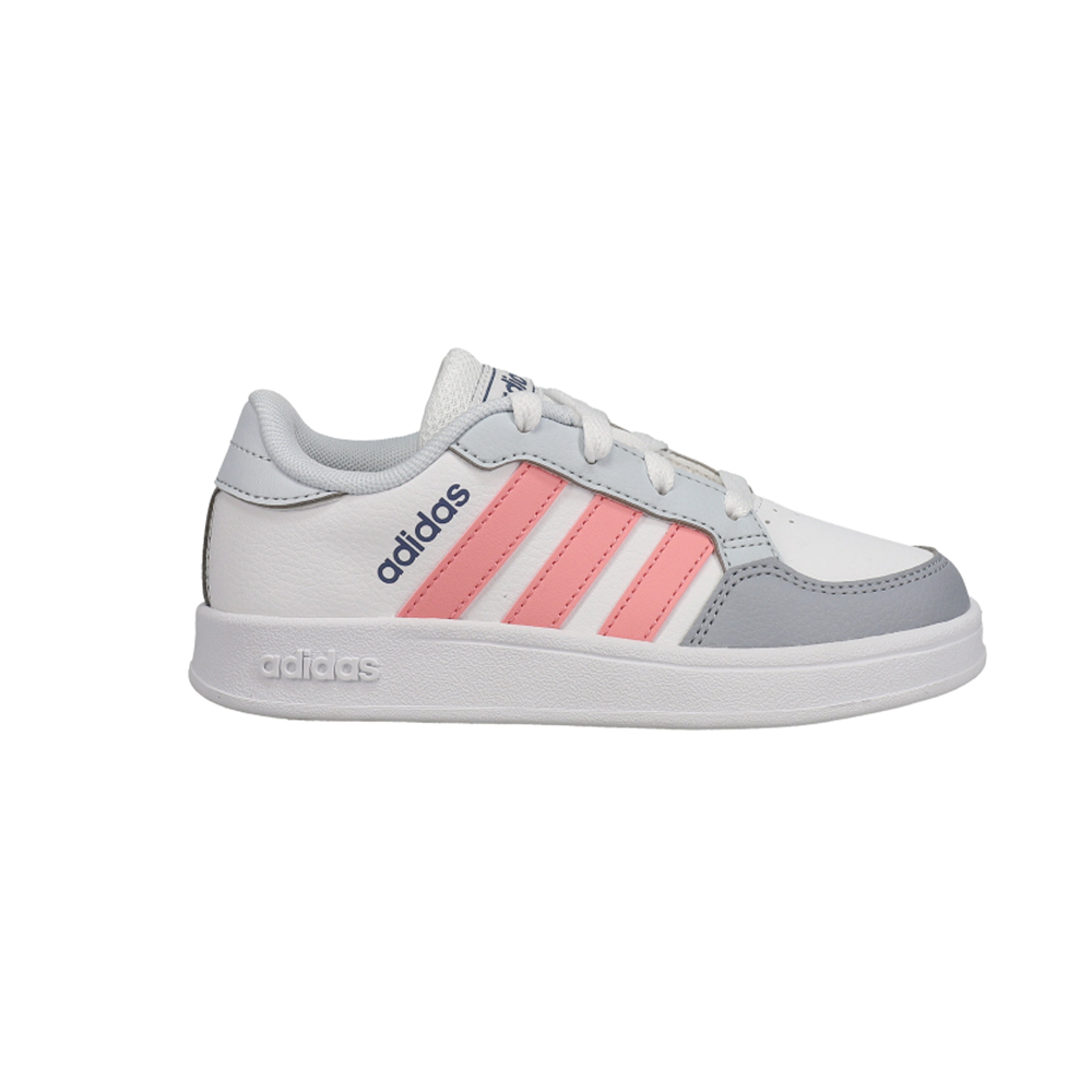 adidas Breaknet Sneakers (Little Kid-Big Kid) Pink, White Boys Lace Up,  Sportstyle Sneakers