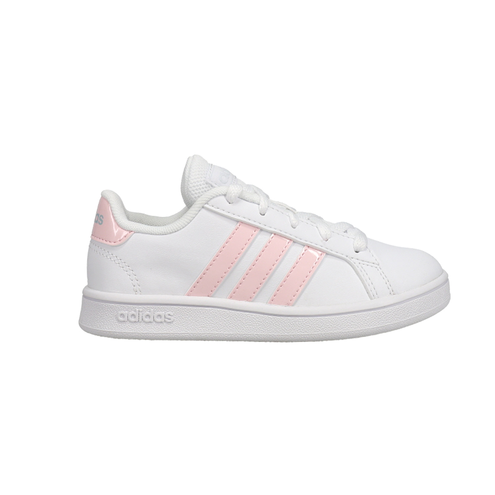 adidas Grand Court Sneakers (Little Kid-Big Kid) Pink, White Girls Lace Up,  Sportstyle Sneakers