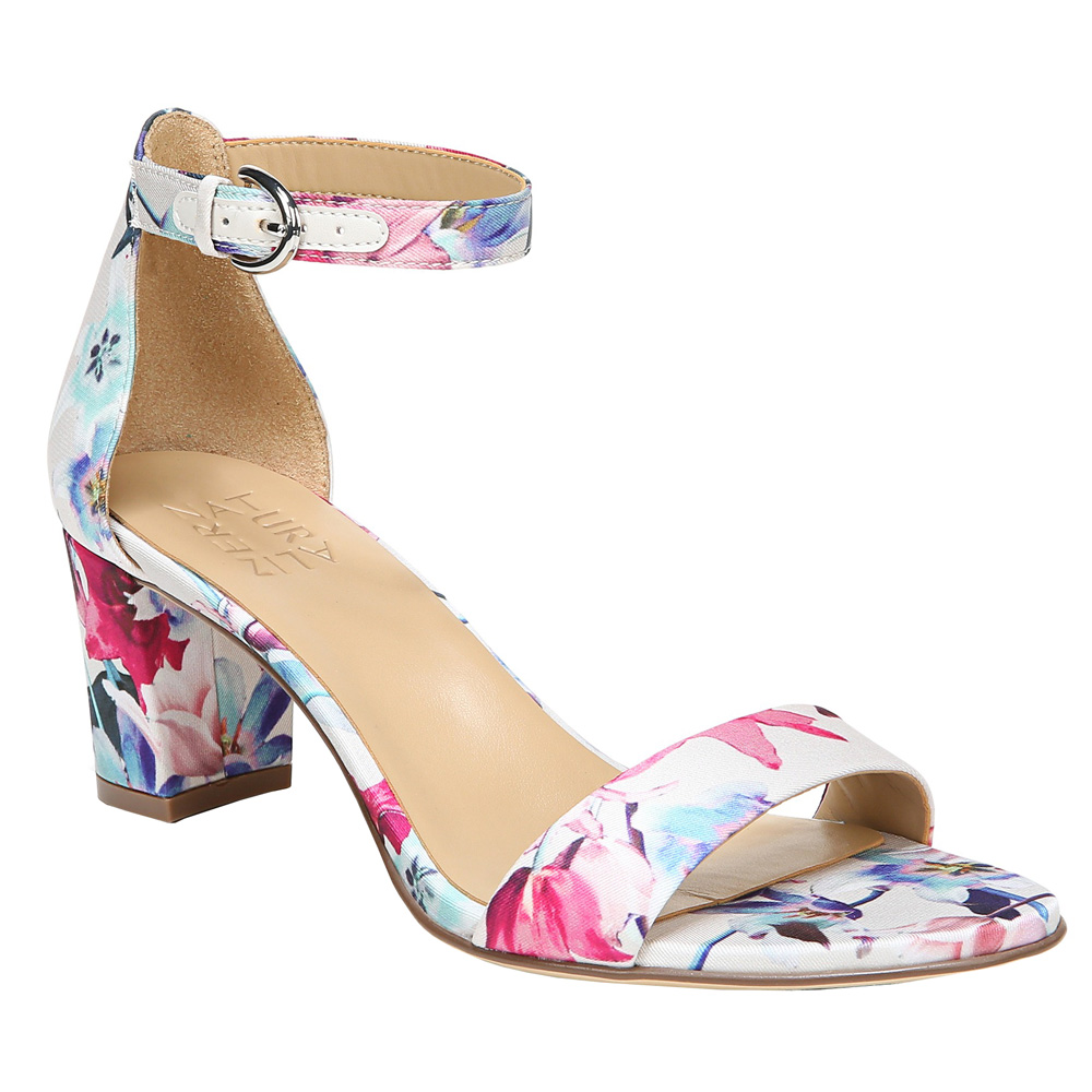 floral block heel pumps