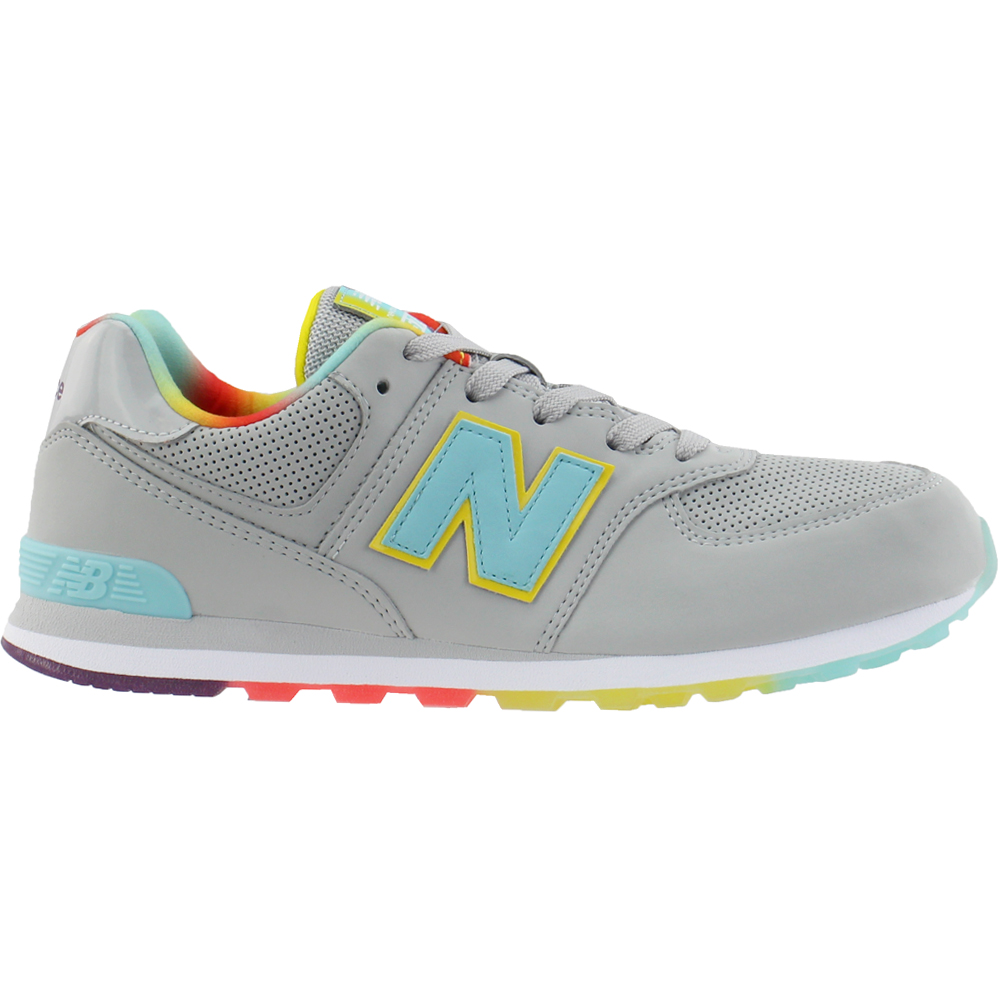 New Balance 574 Lace Up Sneakers (Big Kid) Grey Girls Lace Up Sneakers فريش لوك رمادي