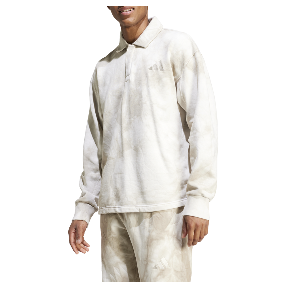 adidas All Season TieDye Long Sleeve Polo Shirt Mens Off White