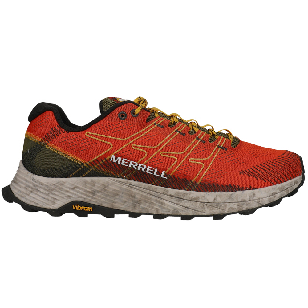 Hæl træt Lærd Shop Orange Mens Merrell Moab Flight Trail Running Shoes
