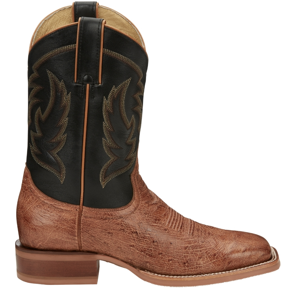 justin smooth ostrich square toe boots