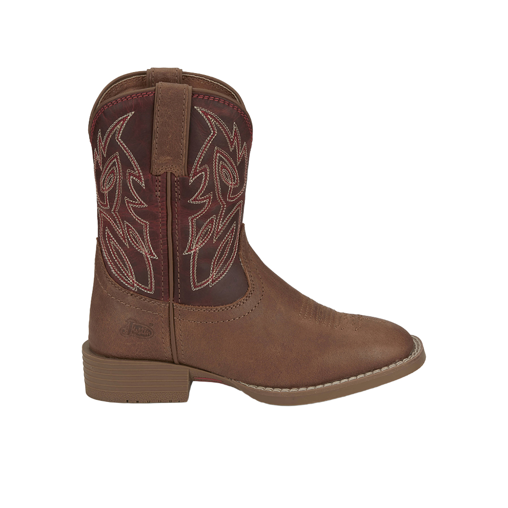 Justin Boots Canter Square Toe Pull On Cowboy Boots (Toddler-Big Kid)