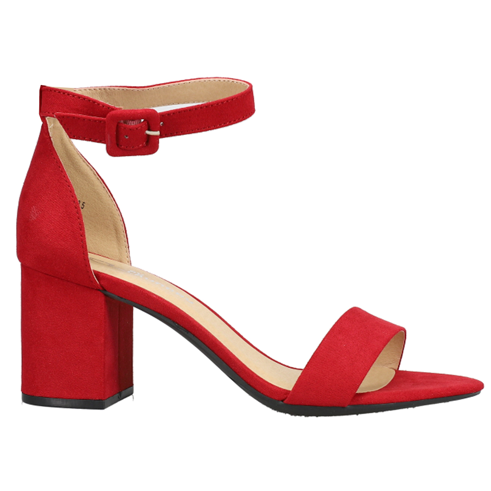low block heel sandals red