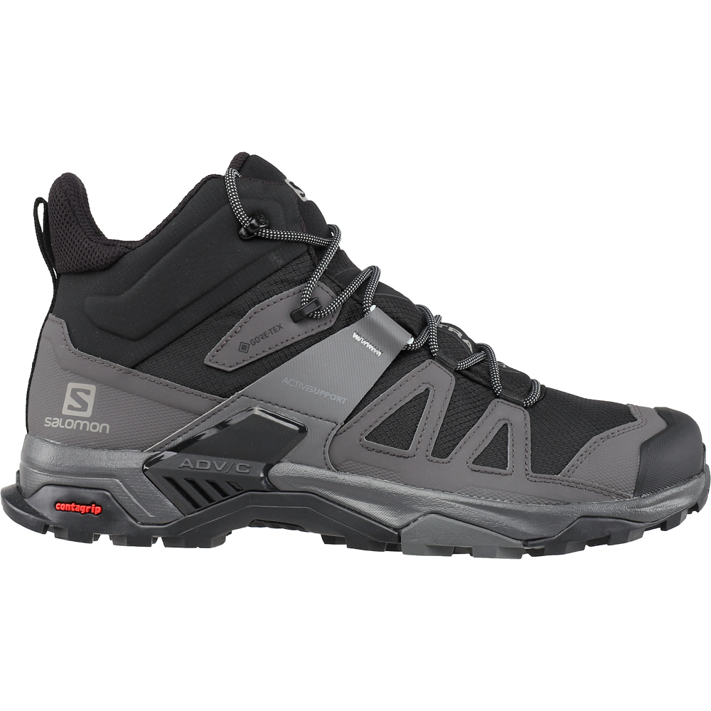Black Mens Salomon Ultra 4 Mid GTX Hiking Shoes
