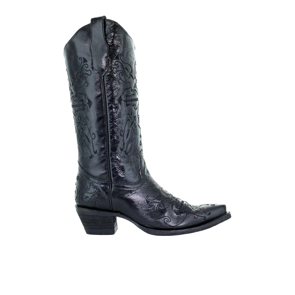 CORRAL Womens Black/Black Cross Embroidery, Size: 9, Width: M (L5060-LD-M-9)