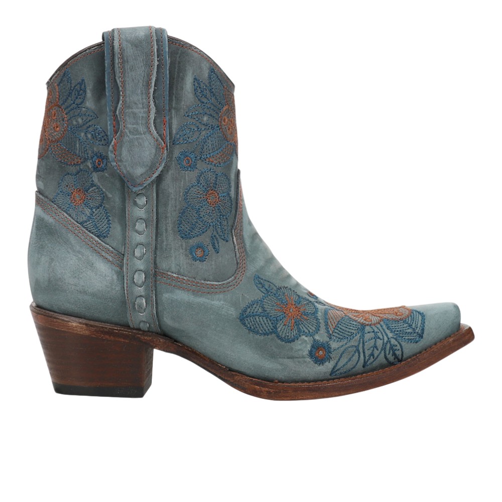 CORRAL LD BLUE JEAN FLOWERED EMBROIDERY ANKLE BOOT, Size: 8, Width: M (L5874-M-8)