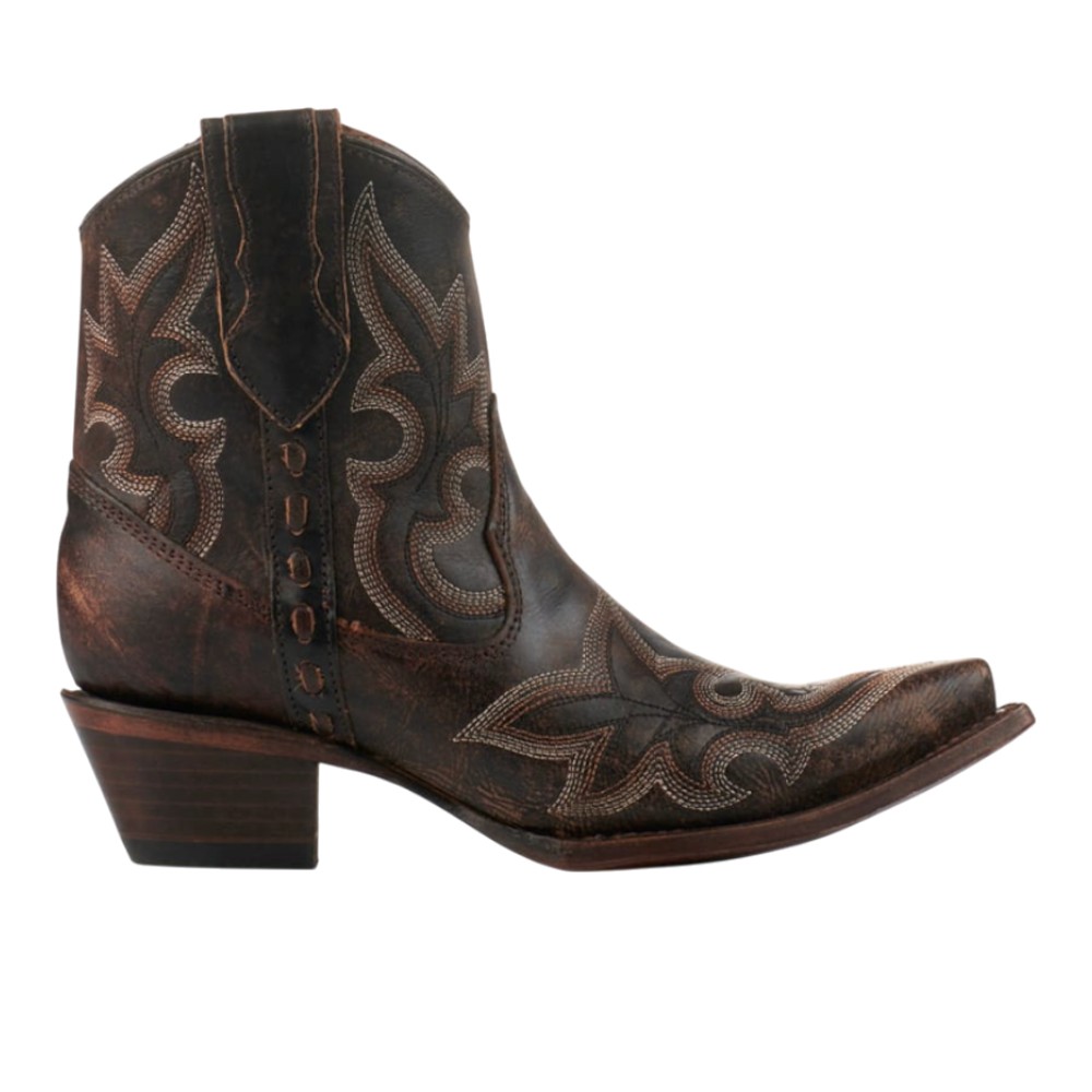 CORRAL Ld Black/Brown Embroidery & Zipper Ankle Boot, Size: 06, Width: M (L5917-M-06)