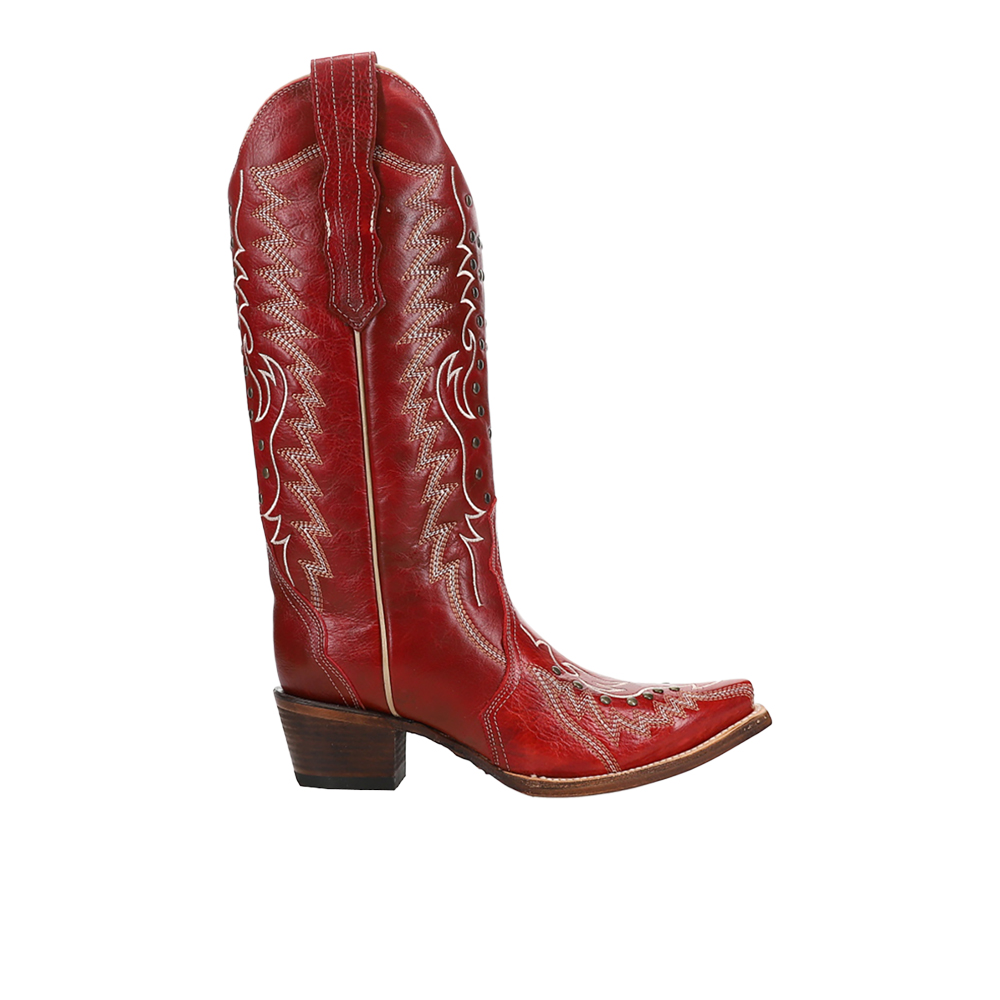 Circle G by Corral Embroidered And Studded Snip Toe Pull On Cowboy Boots