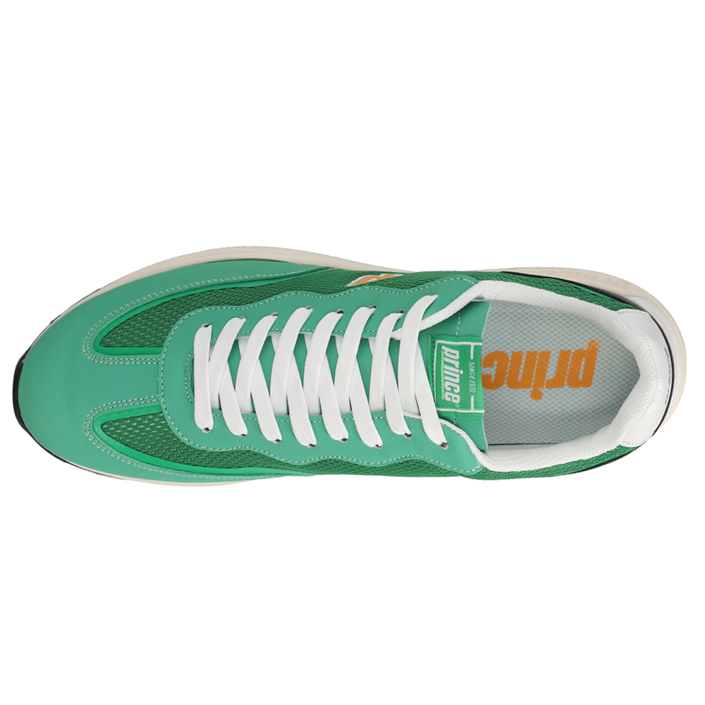 Prince Classic Men's White/Green Lace Up Casual Trainers Kett R34A 