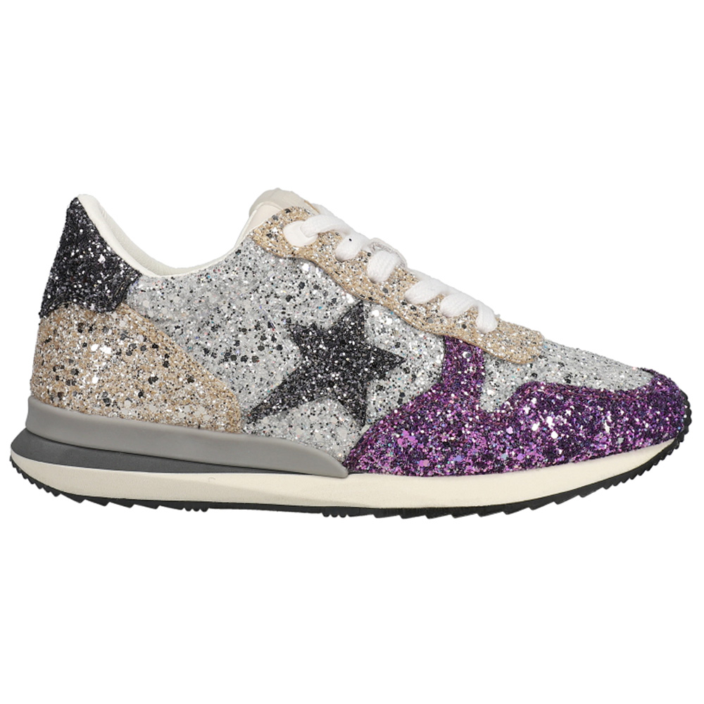 silver glitter slip on trainers