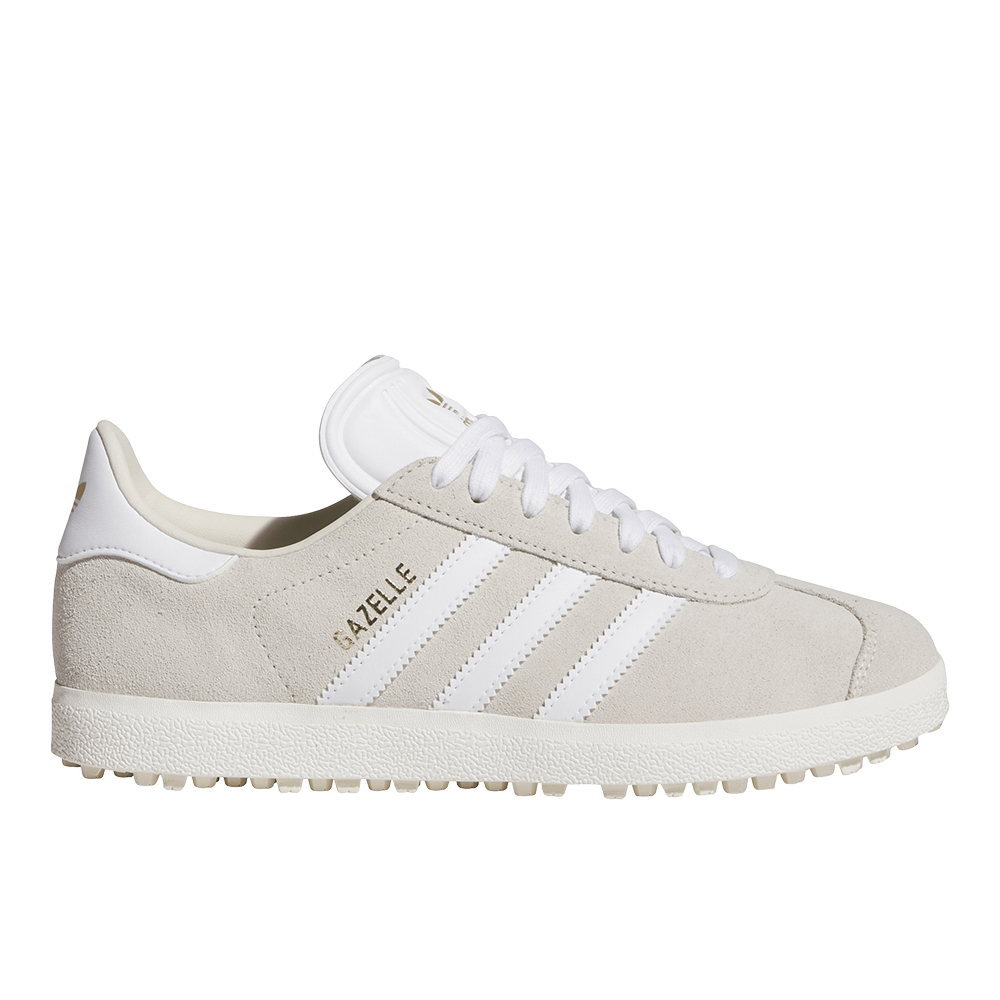 adidas Originals Women's Gazelle Spikeless Golf Shoes, Size 6.5, Alumina/White/Gold Met Gray