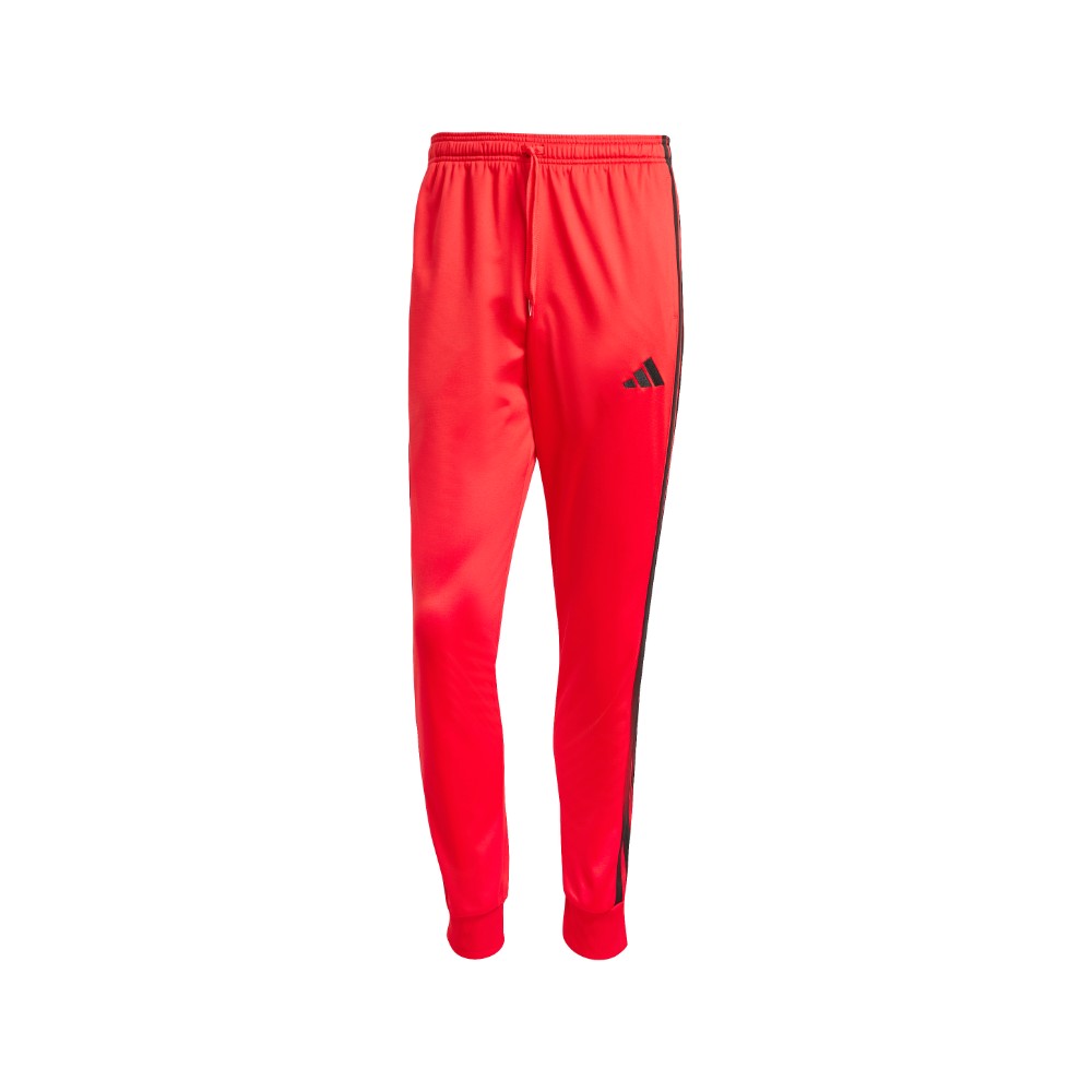 adidas Men's Regular-Fit Tapered Stripe Track Pants - Ruby Red/blk