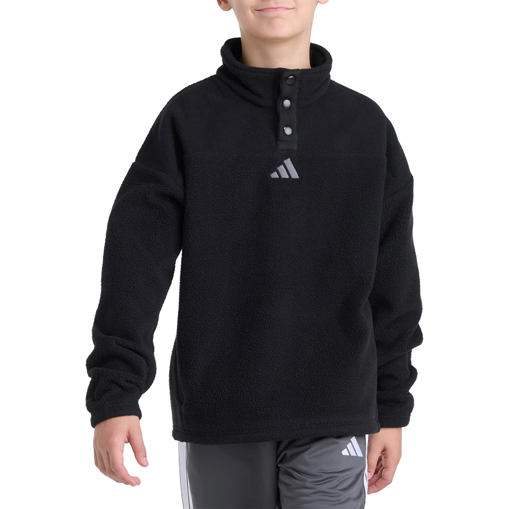 Adidas Big Boys Long Sleeve Winterized Hoodie - BLACK