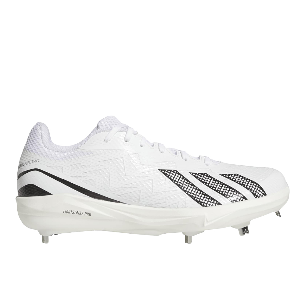 adidas adizero Electric 3.0 Metal Baseball Cleats, Size 10.5, White/Core Black