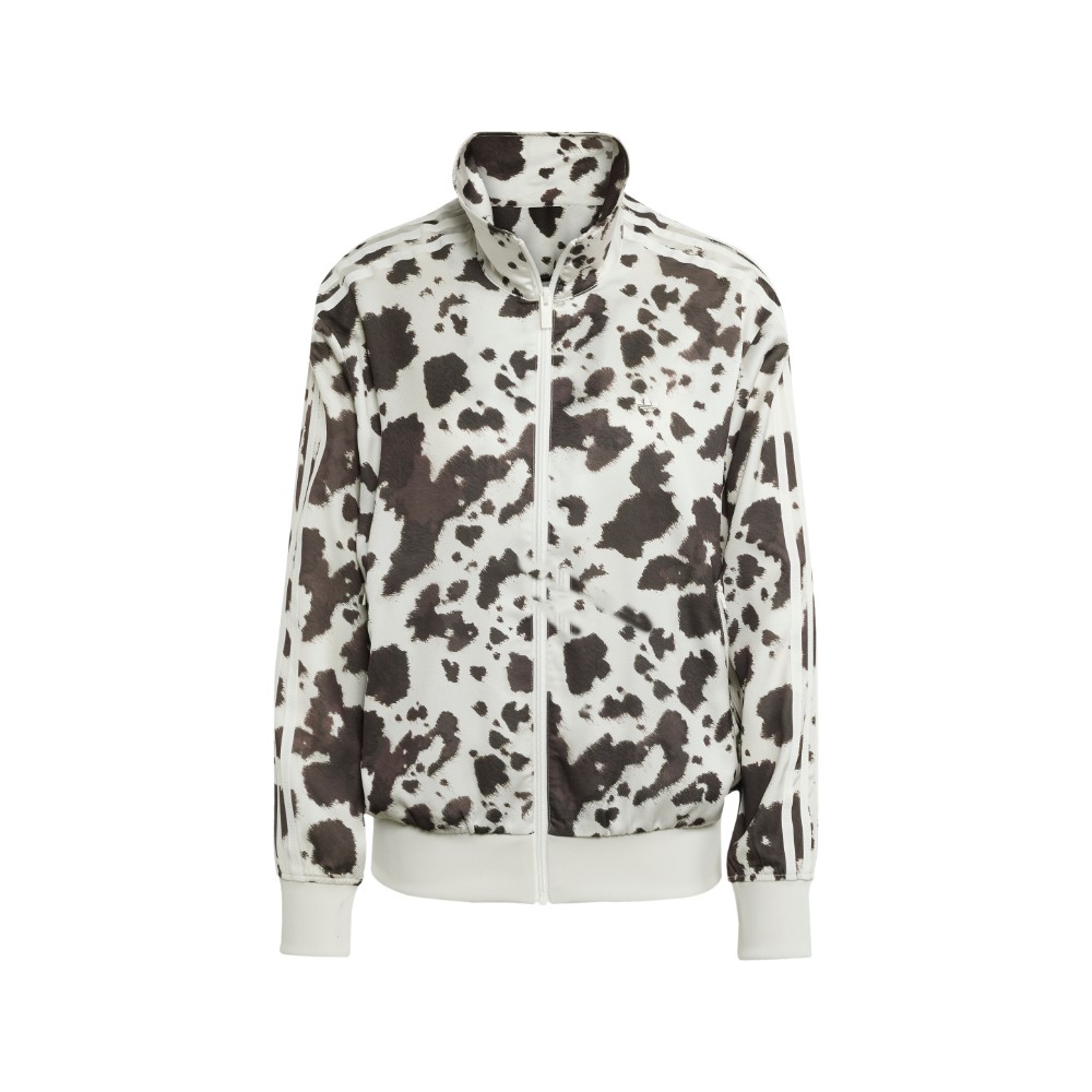 Adidas Women's Cow Print Satin Firebird Track Jacket in Animal Print - Size Small