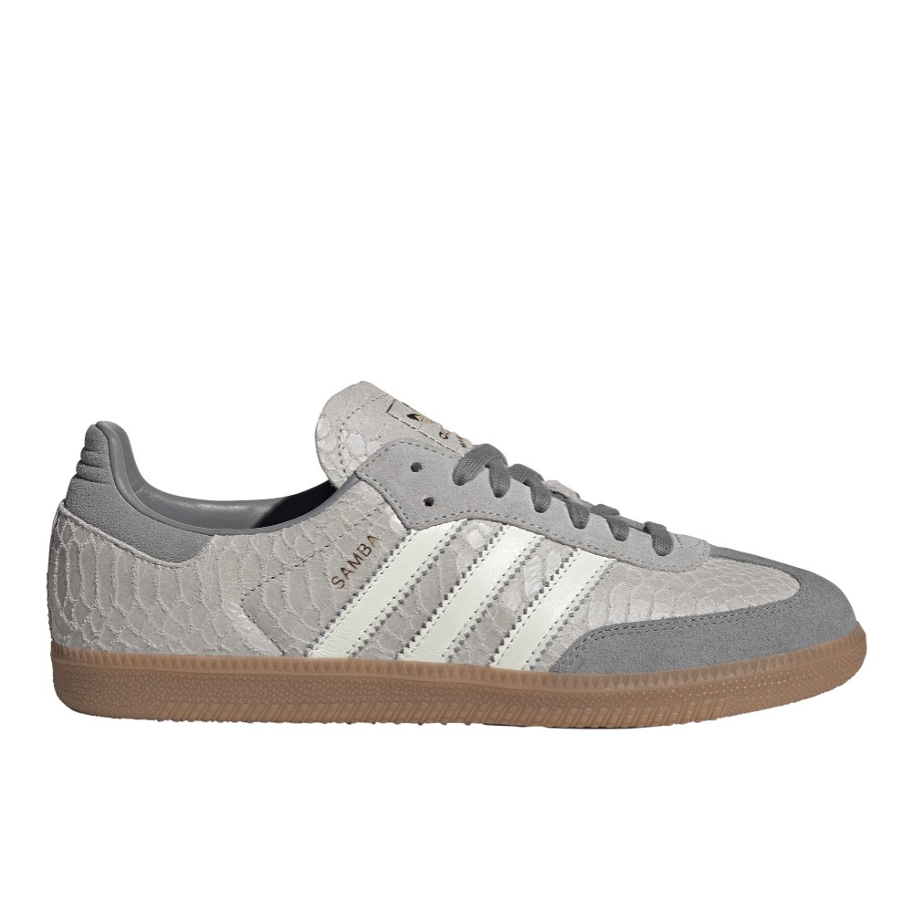 adidas Men's Originals Samba OG Snake Casual Shoes in Grey/Off White/Gum Size: 8.0