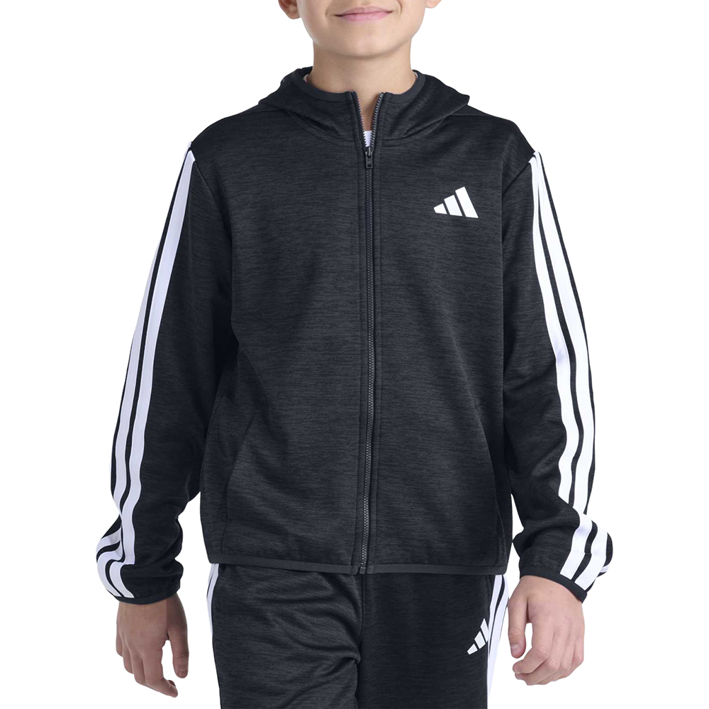 adidas Long Sleeve Training Essential 3-Stripe Hooded Jacket (Youth)