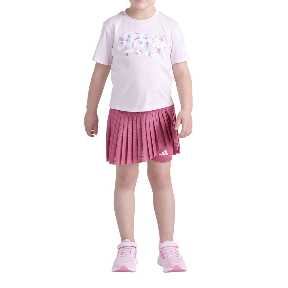 adidas Two-Piece Short Sleeve Tee and Mesh Skort Set
