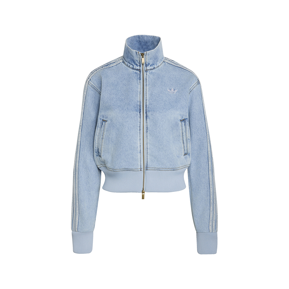 adidas Women's Originals Firebird Denim Full-Zip Track Top in Light Denim Size: Medium