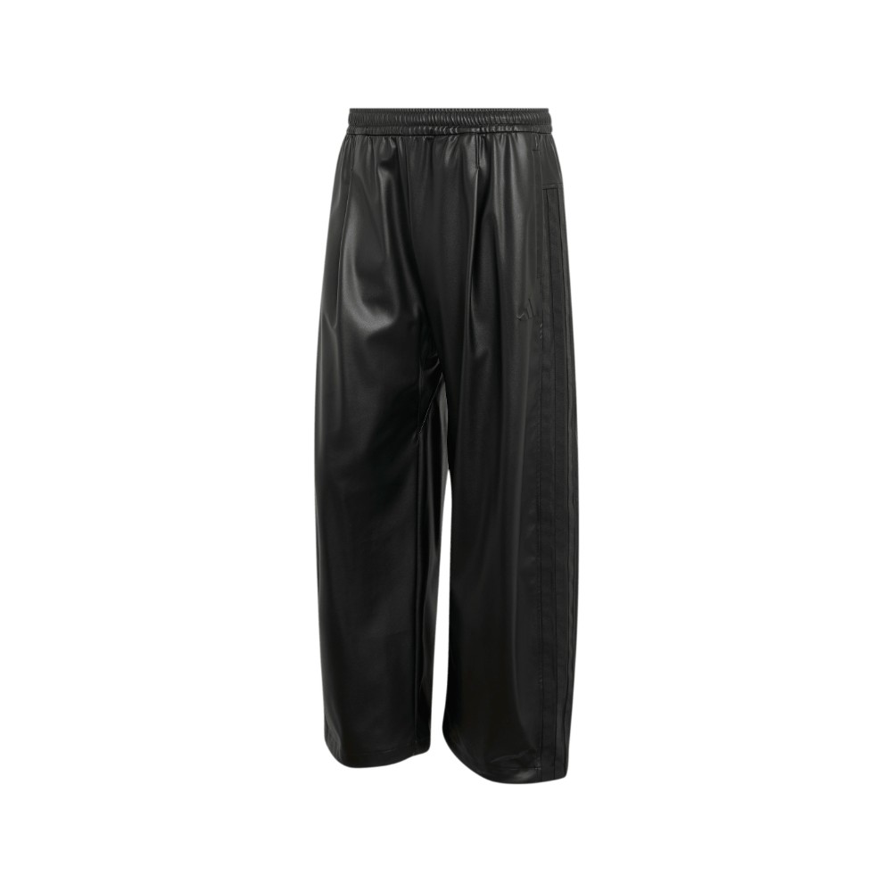 adidas Stadium Oversized Fit Fake Leather Full Length Open Hem Pants