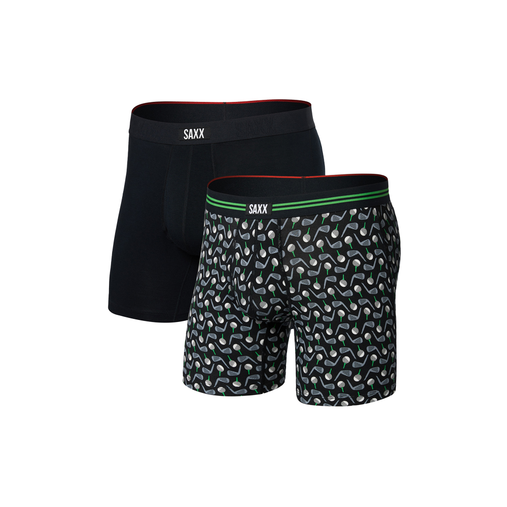 Saxx Men's Vibe Xtra Soft Comfort Boxer Briefs, 2-Pack - Black/Gray print