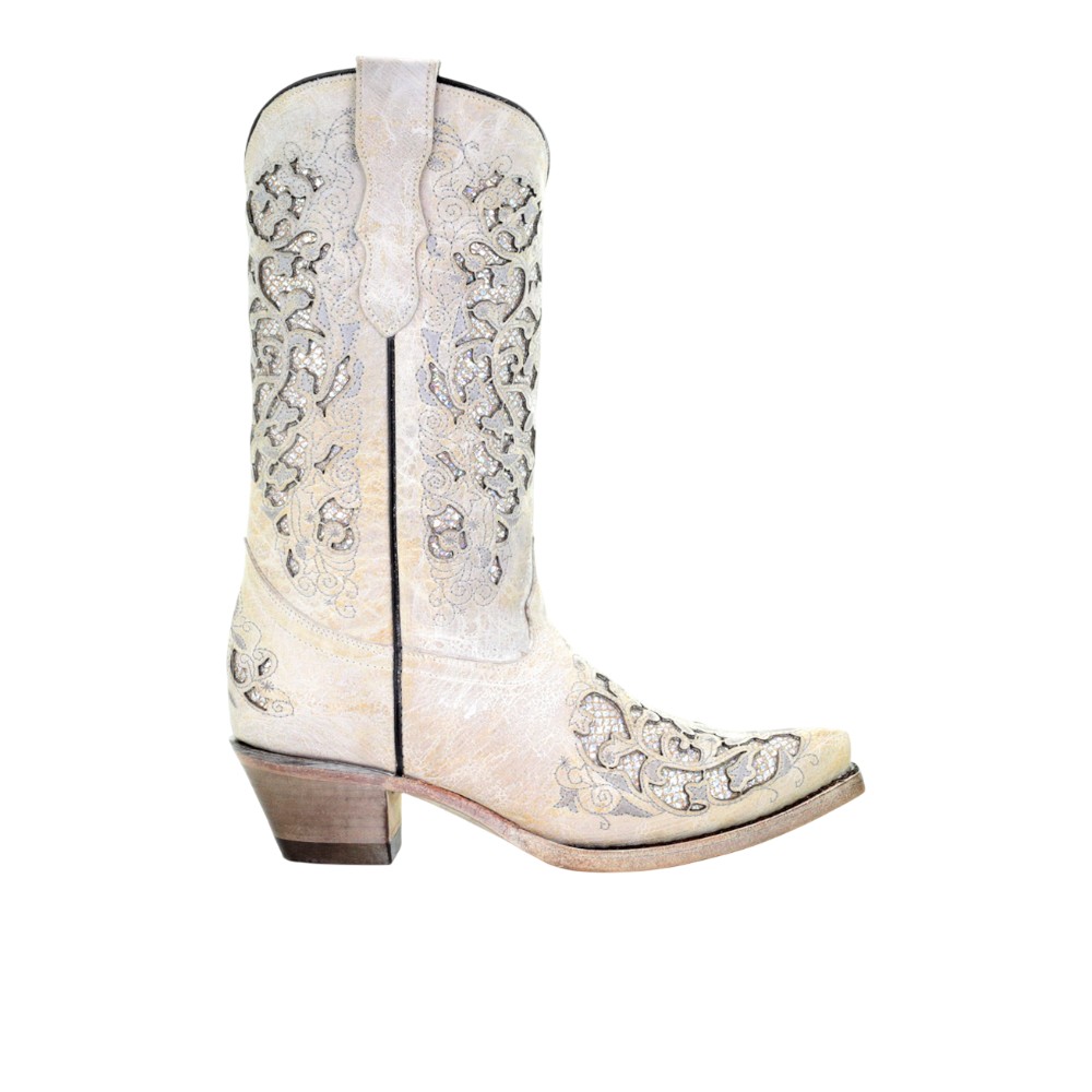 Corral Boots Glitter Tooled-Inlay Snip Toe Cowboy Boots (Little Kid - Big Kid)