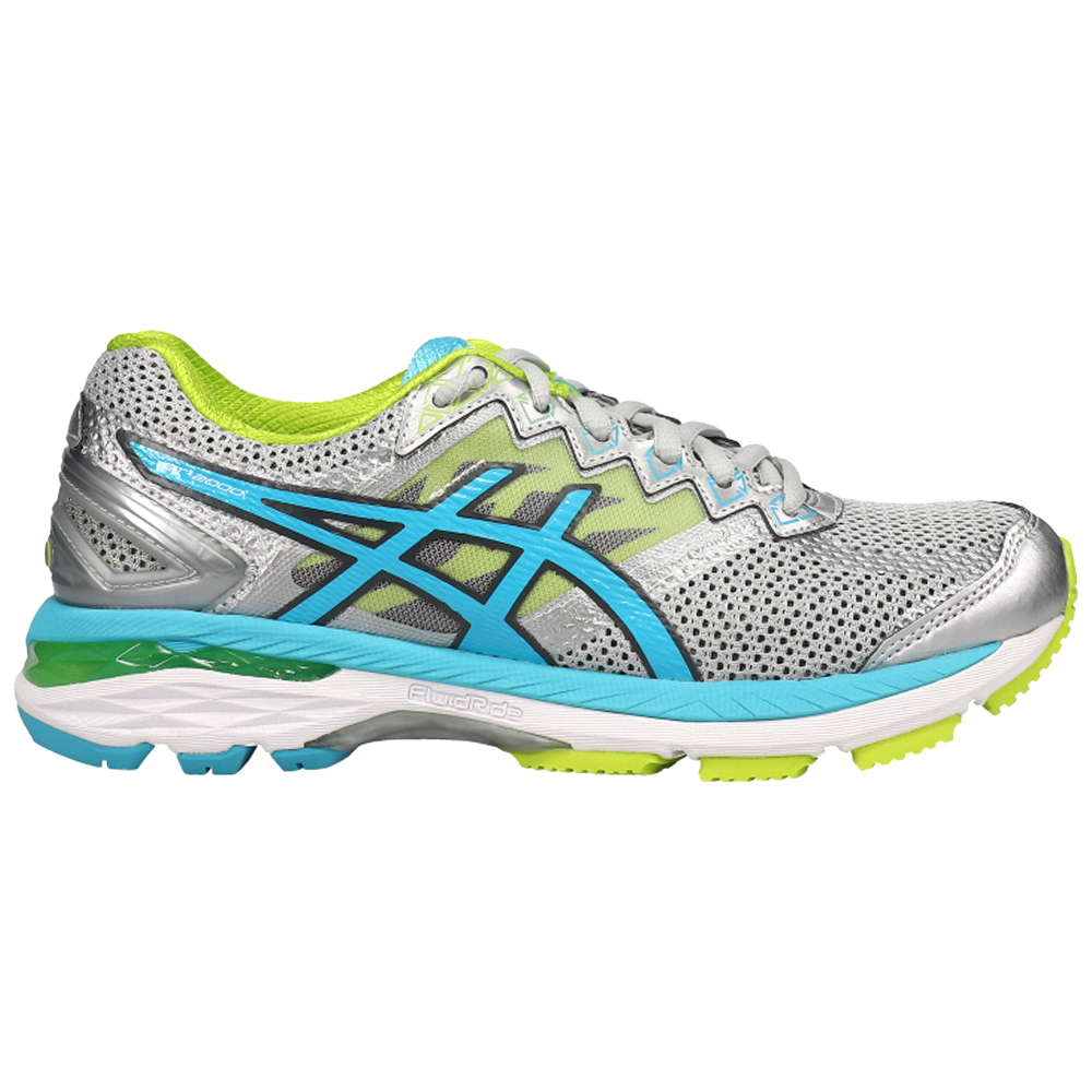 Asics Women's GT-2000 4 Running Shoe, Silver/Turquoise/Lime Punch, 6 2E US