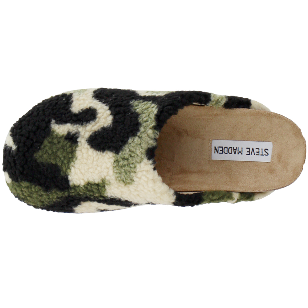 Steve Madden Vesa Camo Slippers Beige Black Green Womens Clog Slip On Slippers