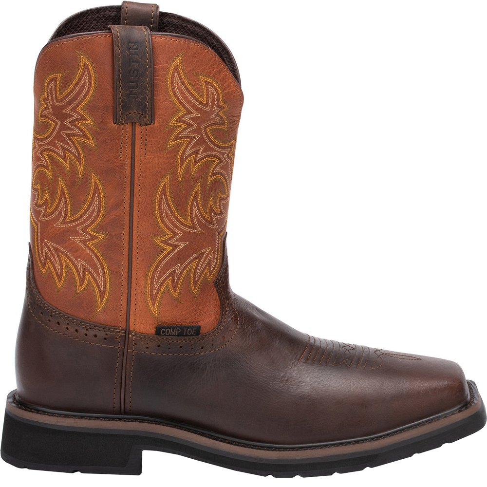 justin steel toe slip on boots