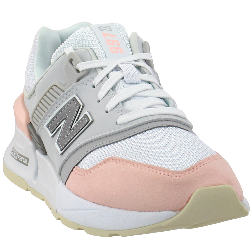 Bajar marido Absolutamente New Balance 997 Sport Pink, White Womens Lace Up Sneakers