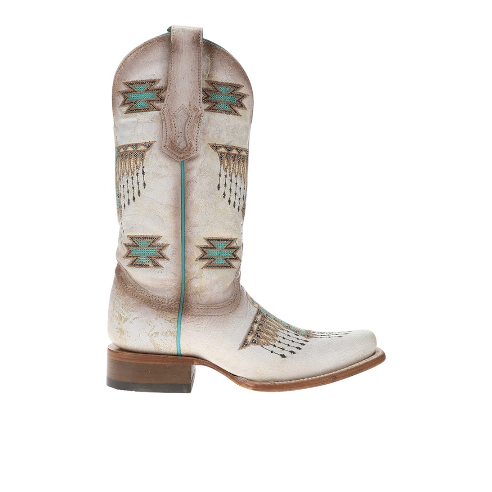 Corral Boots Woven Eagle Embroidered Square Toe Pull On Cowboy Boots